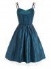 Swiss Dot Mesh Overlay Cami Retro Dress -  
