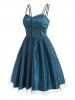 Swiss Dot Mesh Overlay Cami Retro Dress -  