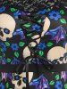 Plus Size Skull Floral Print Lace Insert Dress -  