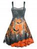 Halloween Spider Web Bat Pumpkin Plus Size Dress -  