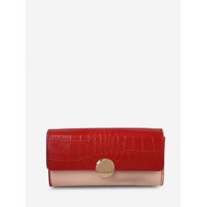 

Faux Pearl Strap Embossed Shoulder Bag, Red