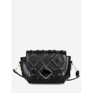 

Lattice-Quilted Flap Crossbody Bag, Black