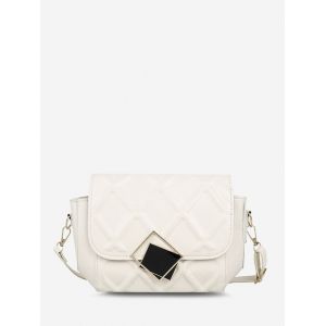 

Lattice-Quilted Flap Crossbody Bag, Milk white