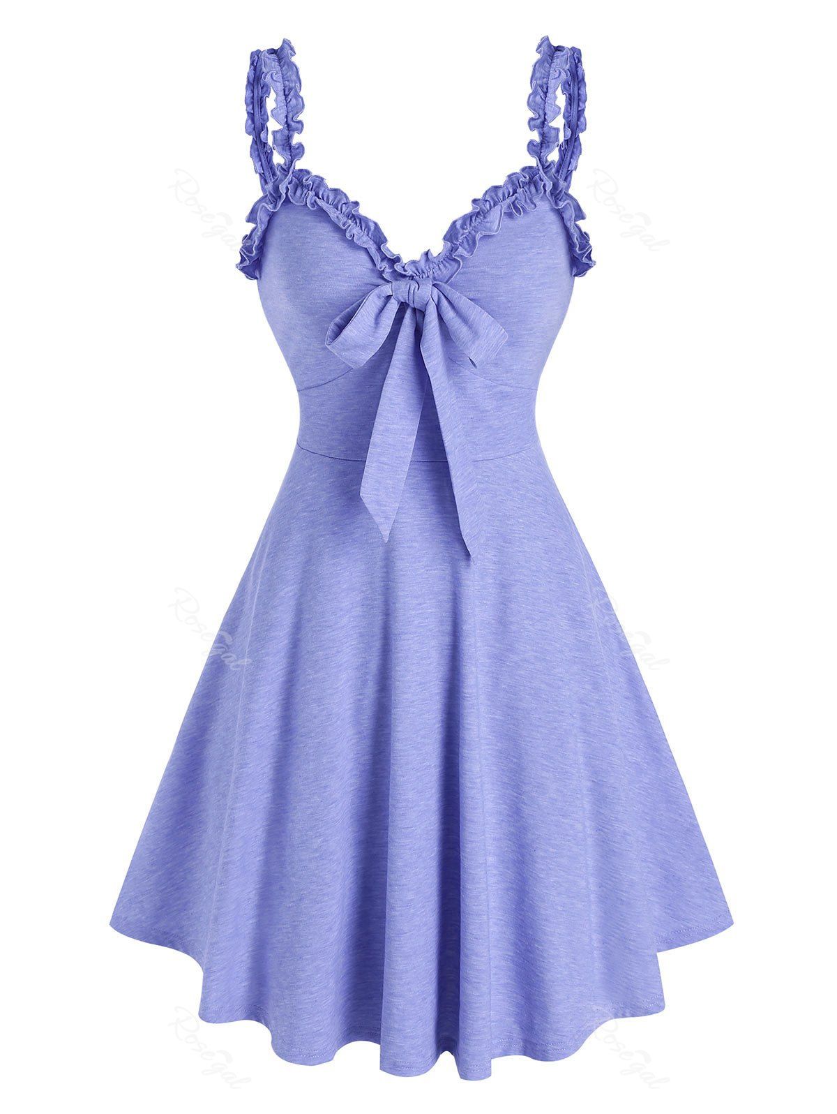 Unique Bowknot Ruffles Fit And Flare Dress  
