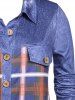 Plus Size Button Up Plaid Shirt -  