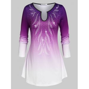 

Plus Size Ombre Color U Neck Tee, Purple