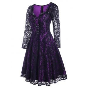 

Lace Up Halloween Pin Up Dress, Purple