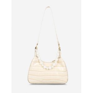 

Faux Pearl Embossed Shoulder Bag, Milk white