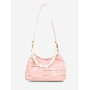 

Faux Pearl Embossed Shoulder Bag, Pink