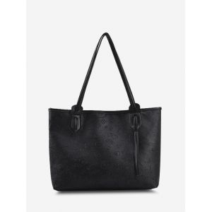 

Cute Pattern Embossed Tote Bag, Black