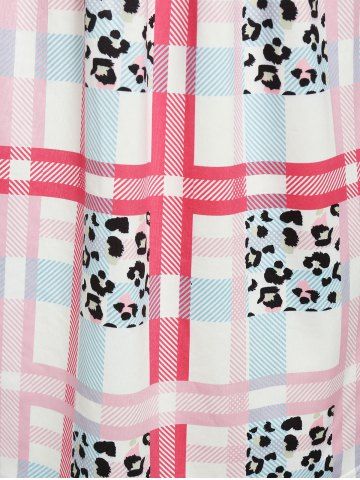 Plus Size Mixed Print Cowl Neck T-shirt