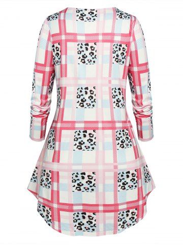 Plus Size Mixed Print Cowl Neck T-shirt