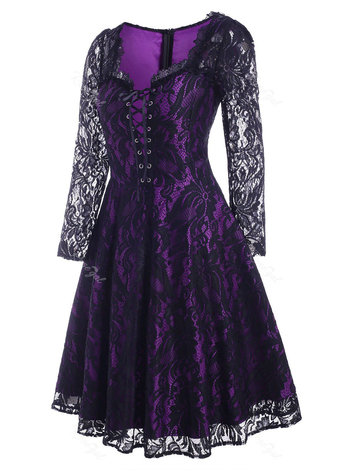 Discount Lace Up Halloween Pin Up Dress  