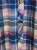 Plus Size Pockets Raglan Sleeve Plaid Shirt -  