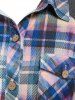 Plus Size Pockets Raglan Sleeve Plaid Shirt -  