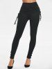 Cinched Ruched Waist Skinny Pants -  