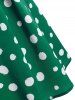 Lace Insert Polka Dot Bowknot Dress -  
