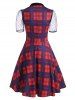 Robe Vintage à Carreaux en Maille Transparente à Pois - Rouge M