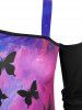 T-shirt à Papillon Galaxie à Épaules Nues de Grande Taille - Noir 4X