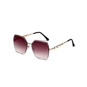 

Irregular Frame Rimless Metal Sunglasses, Multi b