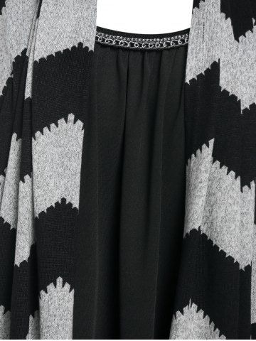 Plus Size Asymmetric Zigzag Cardigan and Camisole Set