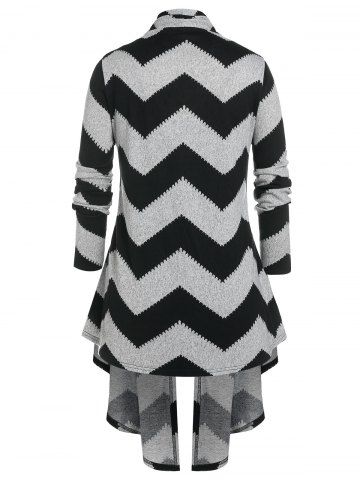 Plus Size Asymmetric Zigzag Cardigan and Camisole Set