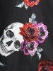 Robe avec Lacets à Imprimé Crâne et Roses D'Halloween Grande-Taille - Noir L