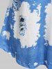 Blouse à Imprimé 3D Déchirée de Grande Taille en Denim avec Demi-Bouton - Bleu clair L