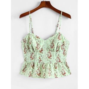 

Plus Size Floral Smocked Back Bustier Top, Light green