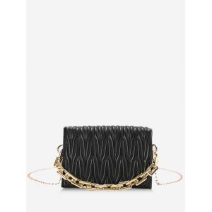 

Quilted Chunky Chain Handle Crossbody Bag, Black