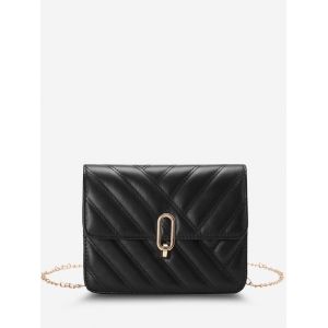 

Slash-Quilted Half-Chain Strap Crossbody Bag, Black