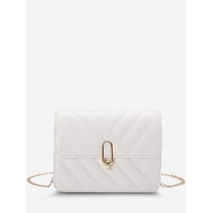 

Slash-Quilted Half-Chain Strap Crossbody Bag, White
