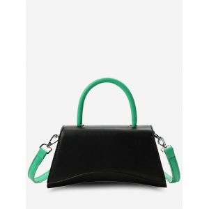 

Color Contrasting Top Handle Crossbody Bag, Black