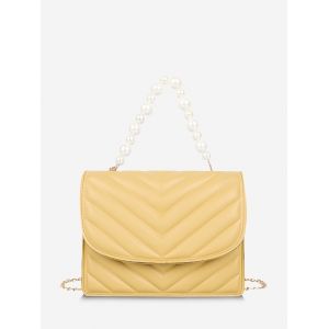 

Zigzag-Quilted Faux Pearl Crossbody Bag, Yellow