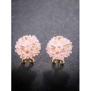 

Rhinestone Flower Clumps Stud Earrings, Light pink