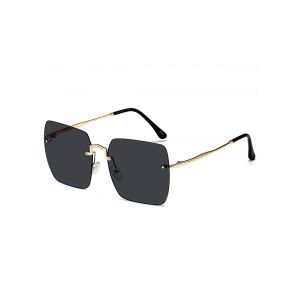 

Square Metal Rimless Sunglasses, Black