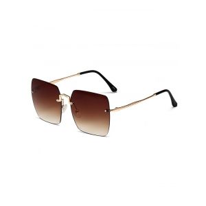 

Square Metal Rimless Sunglasses, Chestnut