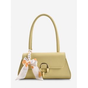 

Scarf-Tied Twist-Lock Shoulder Bag, Green