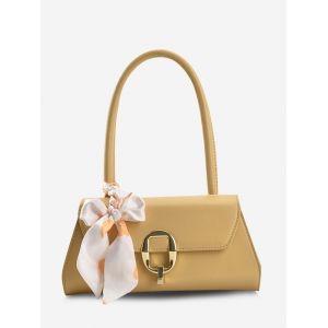 

Scarf-Tied Twist-Lock Shoulder Bag, Yellow