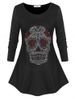 Plus Size Studded Skull Halloween T-shirt -  