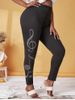 Plus Size Musical Notes Studded Leggings -  
