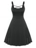 Plus Size Vintage Crisscross Studded Pin Up Dress -  