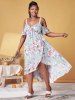 Plus Size Front Twist Floral Print Cold Shoulder Maxi Dress -  