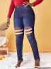 Plus Size Cutout Studded Straps Skinny Jeans -  