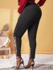 Plus Size High Rise Embroidered Mesh Skinny Pants -  