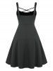 Plus Size Vintage Crisscross Studded Pin Up Dress -  