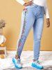 Plus Size Lace Up Rainbow High Waisted Jeans -  