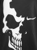 T-shirt D'Halloween Plissé Imprimé Crâne de Grande Taille - Noir L