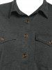 Long Sleeve Double Pockets Heathered Shirt -  