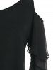 Plus Size Layered Bell Sleeve Open Shoulder High Low Top -  